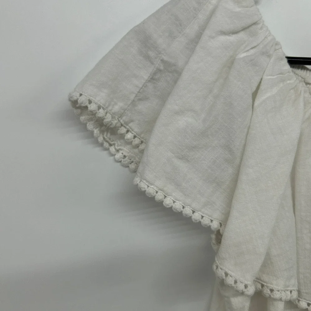 Prairie Off Shoulder Peasant‎ Top Girls M Cottagecore White Cotton Gauze Fairy